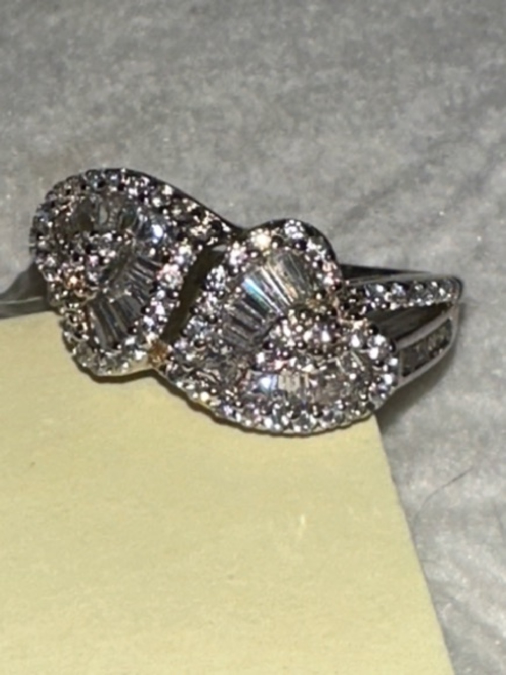 Sterling Silver White Crystal Cluster Swirl Ring